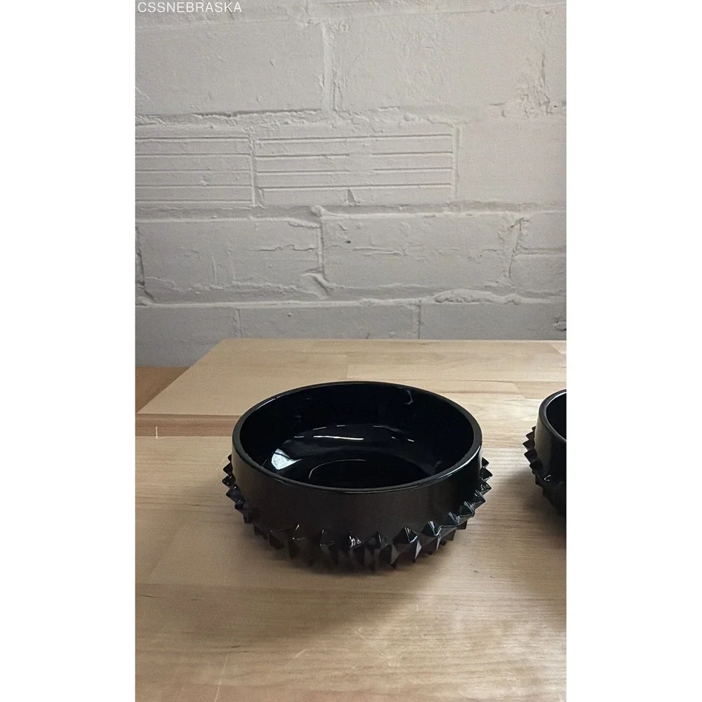 Set of 3 Vintage Black Amethyst Glass Hobnail Salt Cellars Open Dips Fenton Styl
